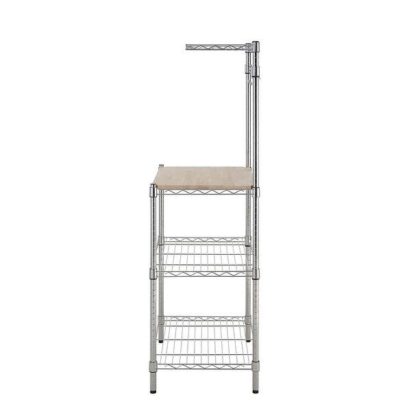 Kitchen Storage Baker's Rack with Removable Top, Chrome/Beige, 18"D x